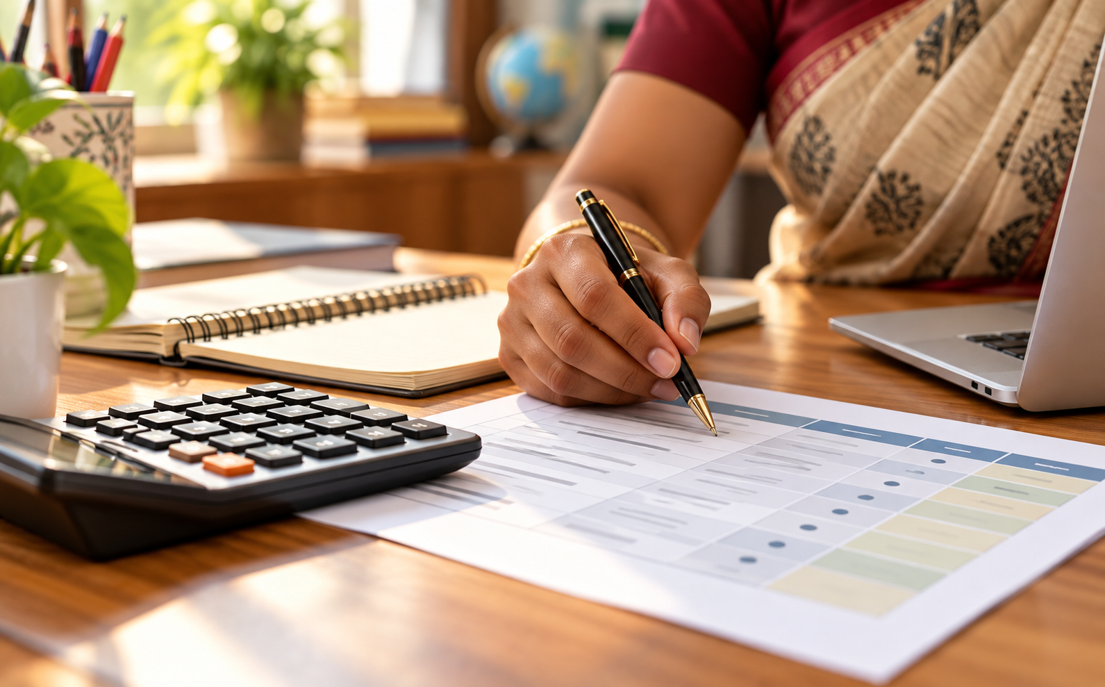 School fee and pricing documents on a desk